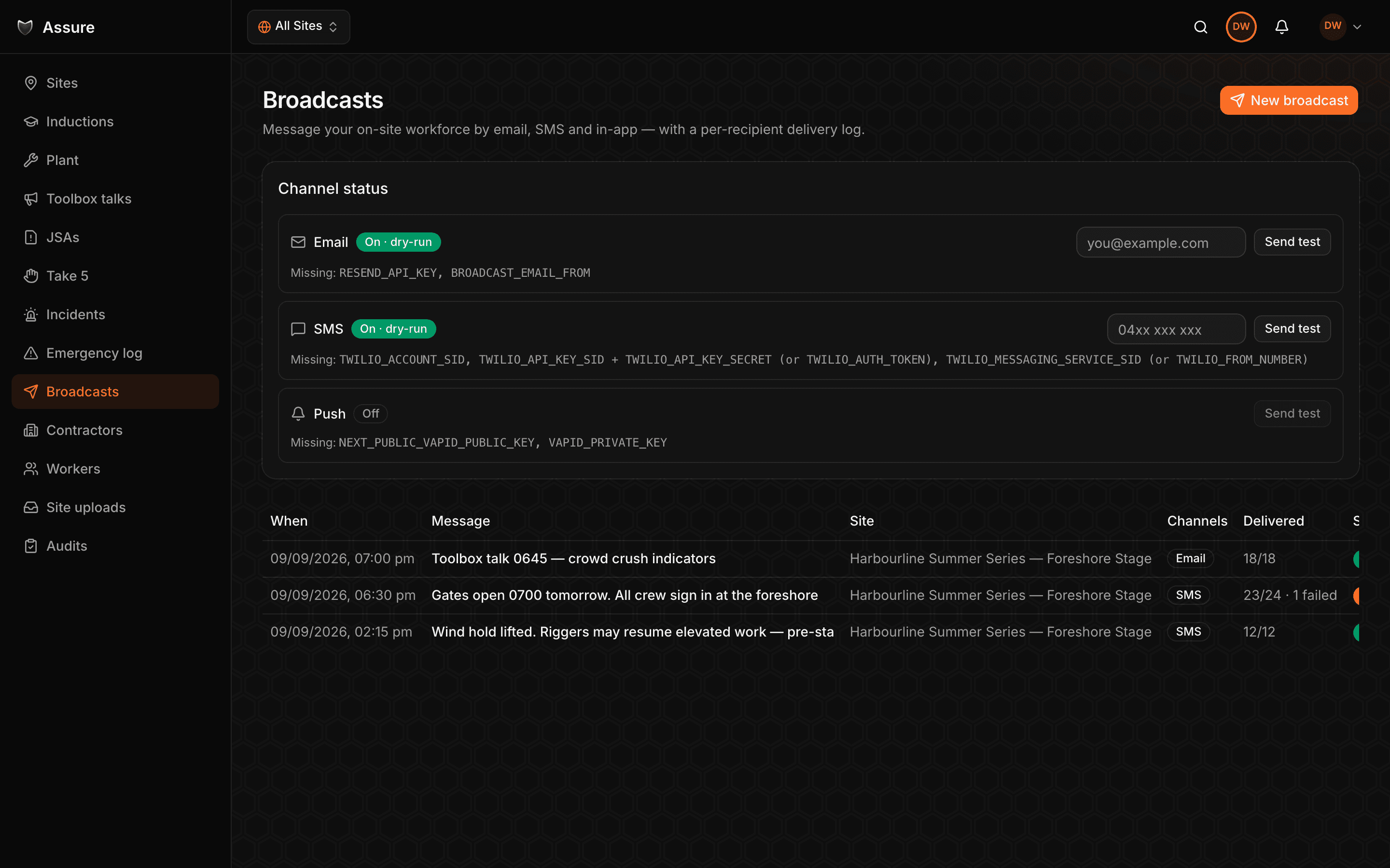The broadcast register with per-recipient delivery counts