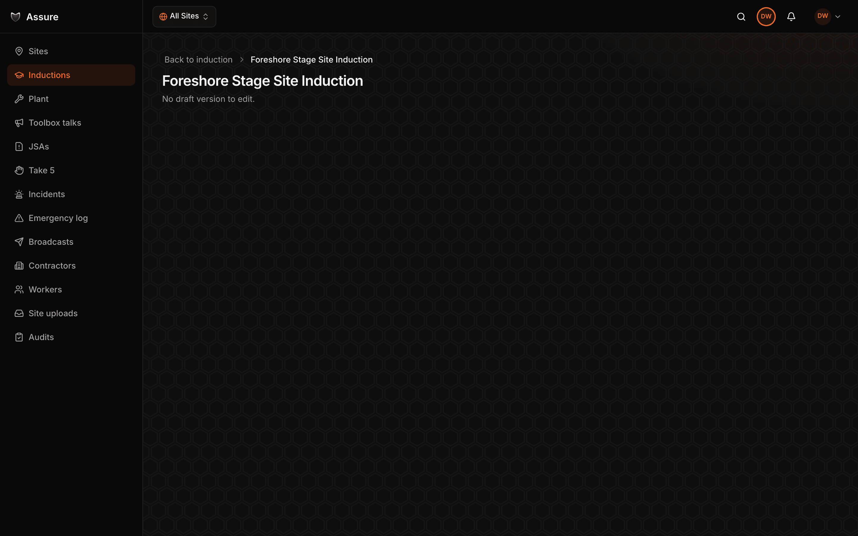 The induction builder with slides, quiz steps and a live kiosk preview